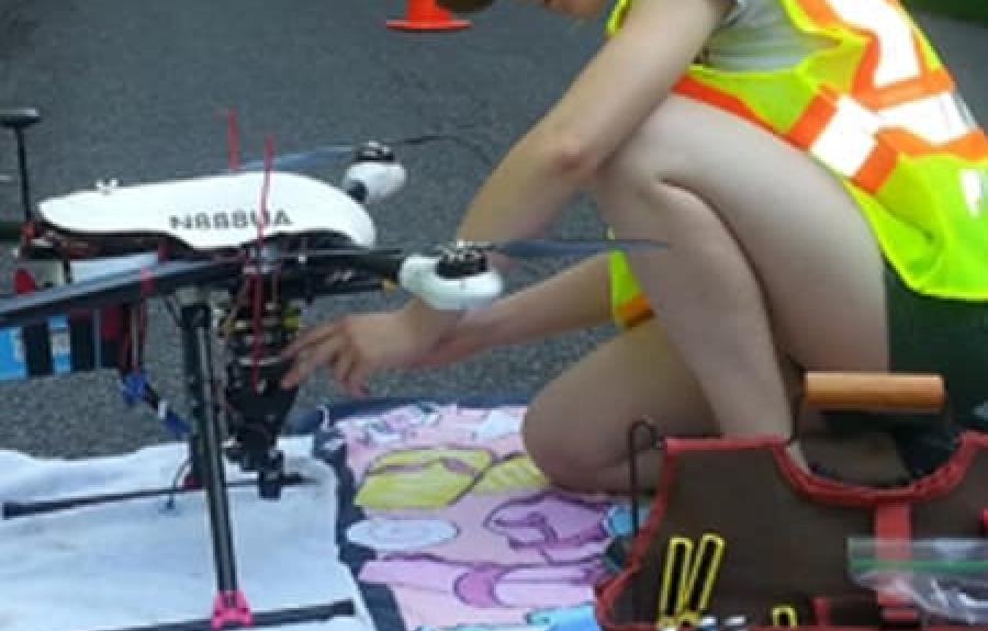 Charlotte Levy with drone