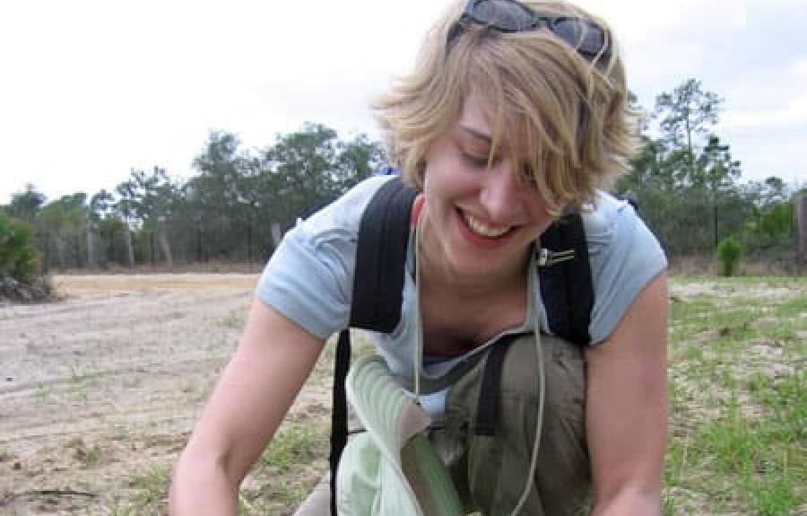 Florida field course student with gopher tortoise