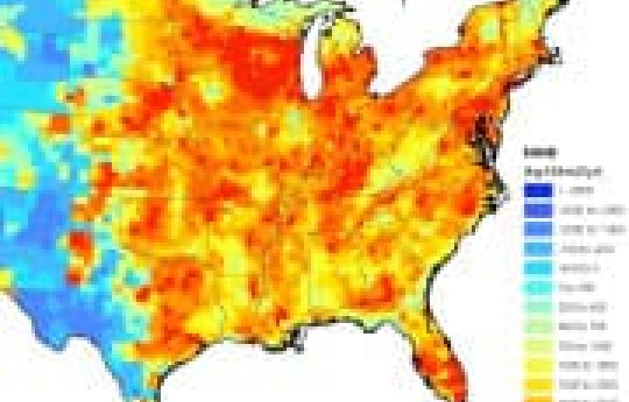Map of the spread of costal pollution