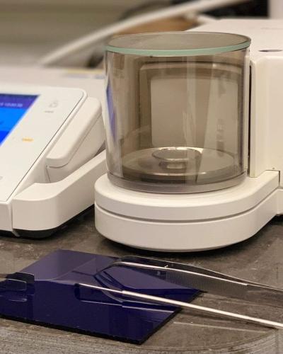 A view from the stable isotope lab showing a scale used for weighing samples.