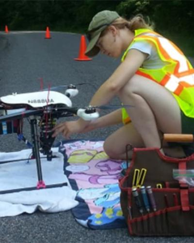 Charlotte Levy with drone